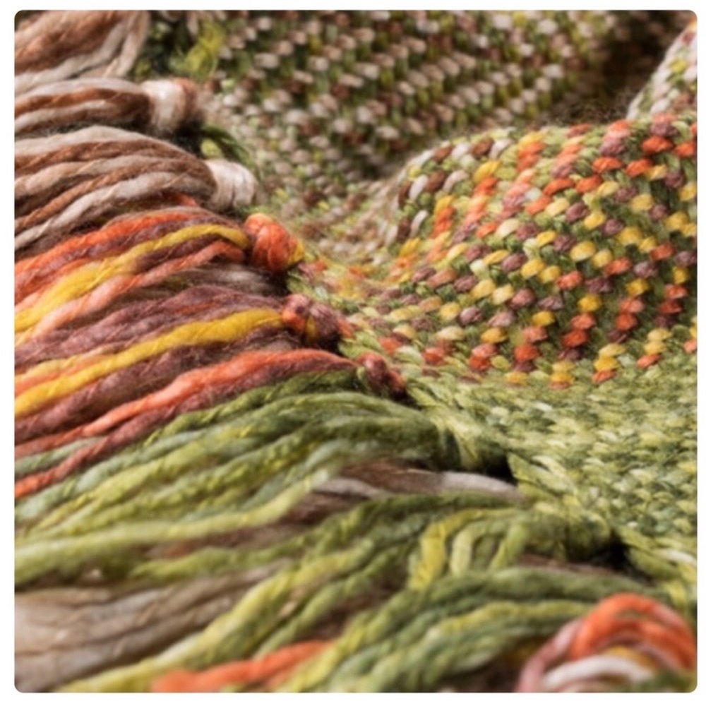๐ ๐๐ Citrus Chamomile Textured Weave Chunky Yarn Plaid Pattern Throw Blanket - Picture 6 of 9